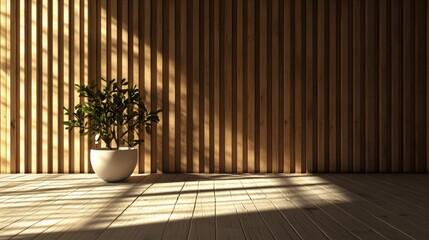 Poster - 3D rendering of interior scenes and wooden backdrops suitable for websites presentations or as image backgrounds