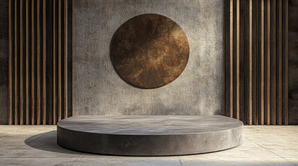 Aufkleber - Abstract background featuring a podium and wall showcasing 3D illustration and rendering