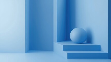 Poster - 3D rendering of a blue geometric background suitable for commercial advertising
