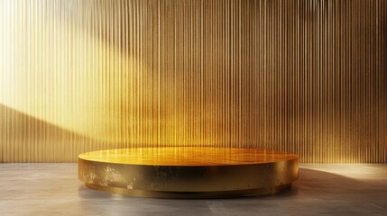 Poster - 3D rendering of an abstract gold podium for product presentation backdrop