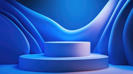 Aufkleber - Abstract blue podium display featuring 3D rendering