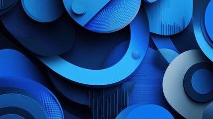 Wall Mural - Abstract Blue Geometric Shapes with Varying Textures