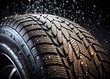© Arnada - Close-Up of Wet and Dirty New Car Tire Showcasing Detailed Rubber Texture for Automotive Enthusiasts and Industry Professionals