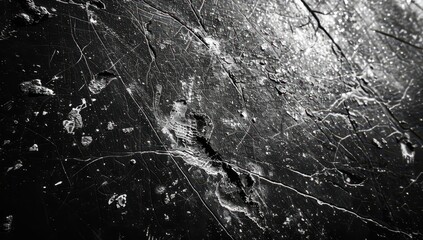 Poster - Abstract Black Surface with White Cracks and Specks