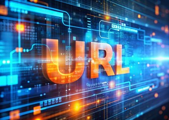 Dual Exposure Image of Blue and Orange Computer Code with URL Highlighted, Merging Technology and Digital Concepts for Modern Visuals