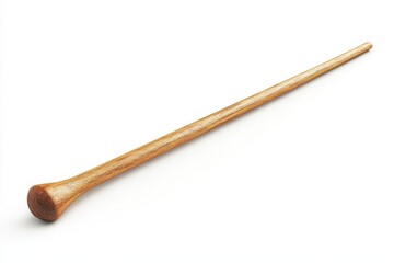 A solitary wooden magic wand on a white background