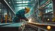 © Entri - Industrial Worker Welding Metal in Factory