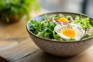 Poster - coleslaw in a bowl on a wooden surface