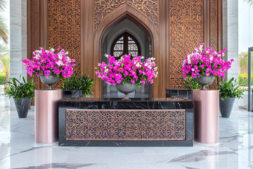 Wall Mural - an elegant minbar inside a mosque, decorated with intricate woodwork.