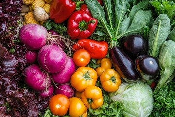 Wall Mural - a variety of vegetables growing in a microclimate farm, their vibrant colors and healthy leaves show