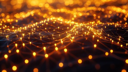 Wall Mural - neural network concept illustrated with interconnected cells and links