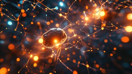 Wall Mural - neural network concept featuring interconnected cells and links advanced technology process with an 