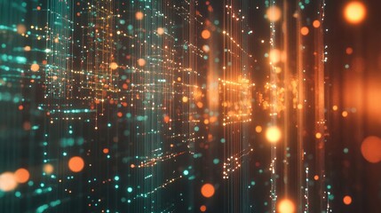 Wall Mural - abstract illustration of lines and dots representing concepts like big data technology artificial in