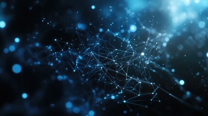 Wall Mural - geometric science backdrop featuring interconnected dots and lines visualization of digital data
