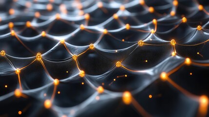 Wall Mural - neural network concept illustrated with interconnected cells and links