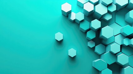Turquoise geometric background featuring cube shapes designed for a flat business technology concept