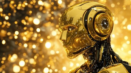Wall Mural - gold robotic technology background