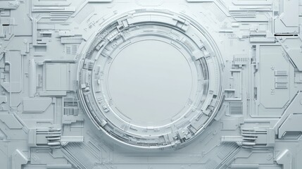Wall Mural - abstract grey and white technology backdrop featuring diverse tech elements illustrating a high tech