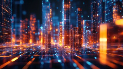 Wall Mural - abstract digital data visualization created through 3d rendering techniques