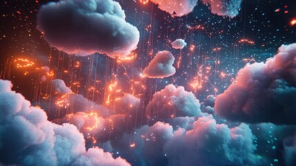 Wall Mural - cloud technology concept showcasing a global network of metaverse systems for information exchange a