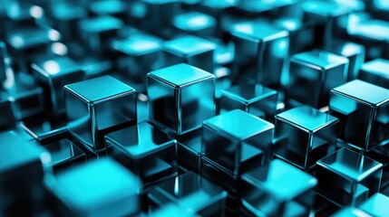 Turquoise geometric background featuring cube shapes designed for a flat business technology concept