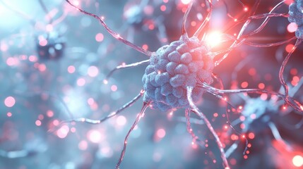 Wall Mural - neural network concept featuring interconnected cells and links advanced technology process with an 