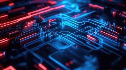 Wall Mural - neon abstract background with high tech elements