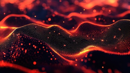 Wall Mural - abstract background of interconnected dots representing big data visualization and the flow of music