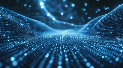 Wall Mural - abstract background featuring blue lines and dots symbolizing digital connectivity and the concept o
