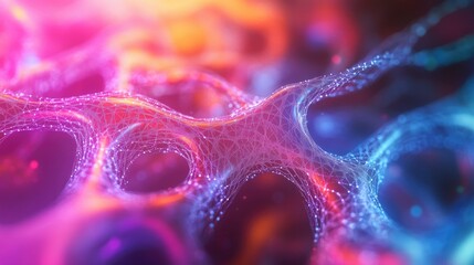 Wall Mural - 3d illustration of big data and cybersecurity featuring neural networks and cloud technologies color