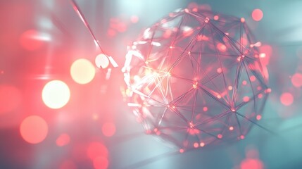 Wall Mural - abstract sphere created from interconnected plexus featuring a geometric backdrop with dynamic lines