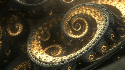 Aufkleber - Abstract fractal patterns and shapes rendered in 3D cartoon style Infinite universe with mysterious psychedelic relaxation patterns Dynamic flowing natural forms featuring sacred geometry and myst