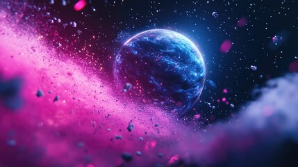 Fototapete - Stars of a planet and galaxy in free space rendered in 3D cartoon style 3D Illustration