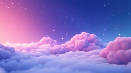 Wall Mural - Epic night cloud with Milky Way stars in a 3D cartoon rendering