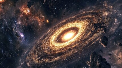 Aufkleber - Black hole with galaxy in 3D cartoon rendering