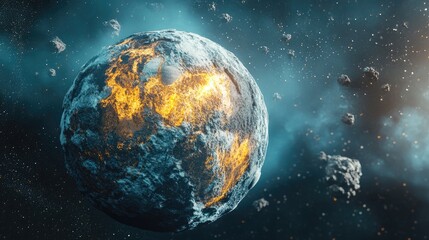 Aufkleber - Cartoon rendering in 3D of a planet