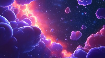 Aufkleber - Deep space star field illustration featuring a universe filled with stars and gas in a 3D cartoon style
