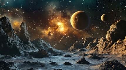 Aufkleber - Outer space in a 3D cartoon rendering