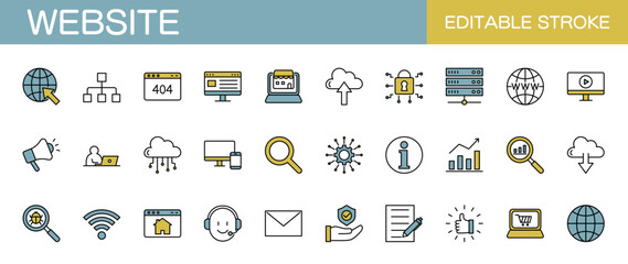 website line icons set. editable stroke , vector illustration, color