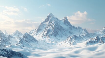 Aufkleber - 3D generated mountain scene in a 3D cartoon rendering