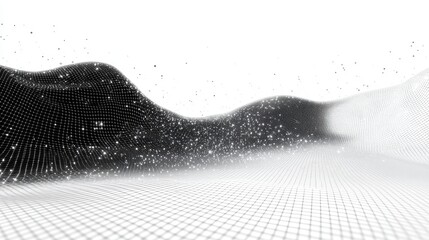 Leinwandbilder - White abstract background with a high tech network featuring a cyberspace grid and a starry outer space texture in a 3D cartoon rendering
