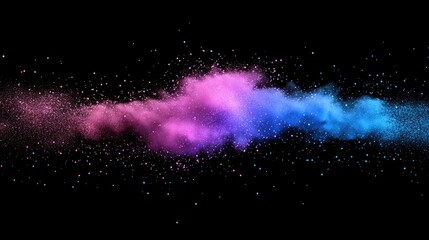 Leinwandbilder - Abstract powder splatted background in a 3D cartoon rendering capturing the freeze motion of color powder exploding and throwing color with a vibrant glitter texture against a black backdrop