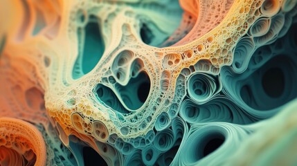 Fototapete - Abstract fractal patterns and shapes rendered in 3D cartoon style An infinite universe with a mysterious psychedelic relaxation pattern featuring dynamic flowing natural forms sacred geometry and 