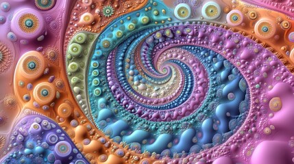 Aufkleber - Abstract fractal patterns and shapes rendered in 3D cartoon style Infinite universe with a mysterious psychedelic relaxation pattern featuring dynamic flowing natural forms Sacred geometry with my