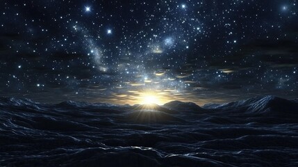 Poster - Dark sky with blinking stars in a 3D cartoon rendering