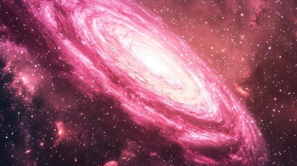 Fototapete - A beautiful pink galaxy in deep space rendered in 3D cartoon style