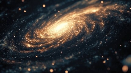 Fototapete - Spiral galaxy and starfield in deep space depicted in 3D cartoon style