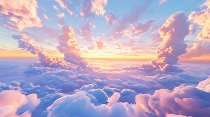 Aufkleber - Beautiful sky and clouds background image in 3D cartoon rendering