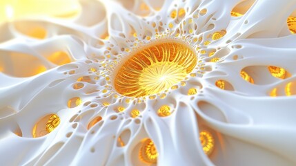 Aufkleber - Fractal image depicting the abstract representation of the sun or sunflower in a 3D cartoon style