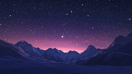Aufkleber - Beautiful view of a starry sky over mountains at night in 3D cartoon rendering